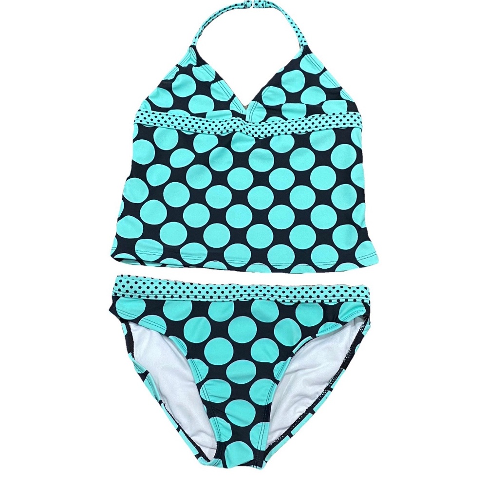 Black and blue polka dot bathing suite